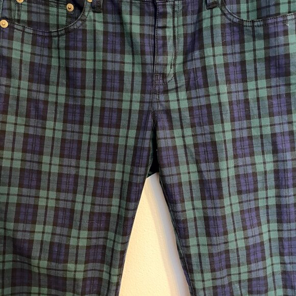 Vineyard Vines Pants Womens 6 Blue Green Blackwatch Plaid 5 Pocket Trousers - Picture 2 of 8